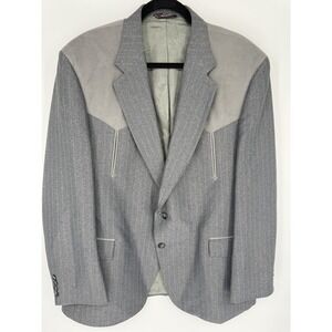 Larry Mahan Gray and Light Gray Suit Blazer
